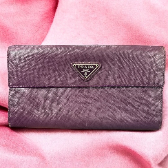 Prada Purple Saffiano Vintage Leather Wallet - Picture 1 of 11